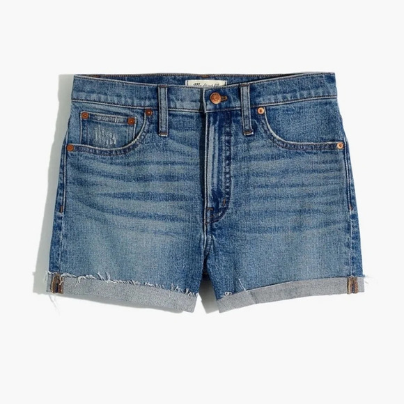 Madewell Nwot classic denim cut off cuffed shorts size 24 medium wash - Picture 6 of 10